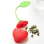 Tea filter, infuser, strawberry form, yellow color